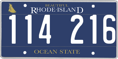RI license plate 114216