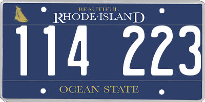 RI license plate 114223