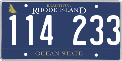 RI license plate 114233