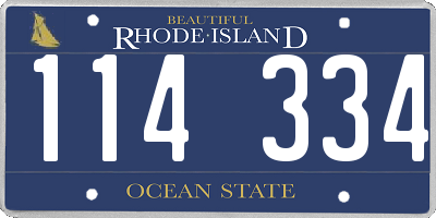 RI license plate 114334
