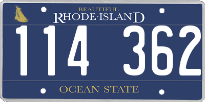 RI license plate 114362