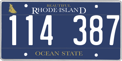 RI license plate 114387