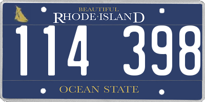 RI license plate 114398