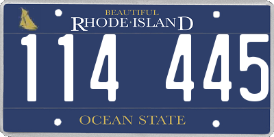 RI license plate 114445