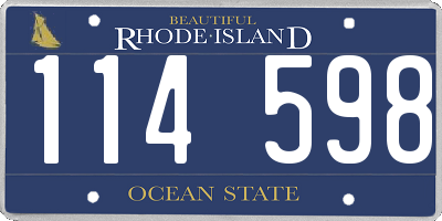 RI license plate 114598