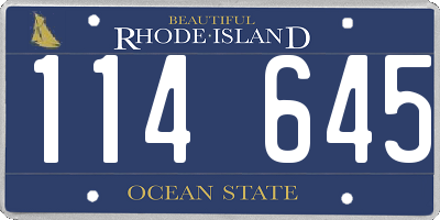 RI license plate 114645