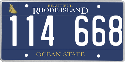 RI license plate 114668