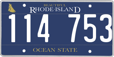 RI license plate 114753