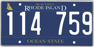 RI license plate 114759