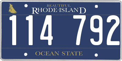 RI license plate 114792