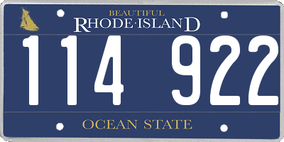 RI license plate 114922