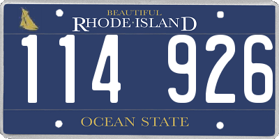 RI license plate 114926