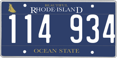 RI license plate 114934