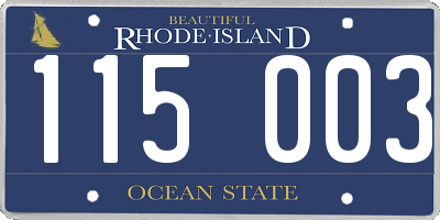 RI license plate 115003