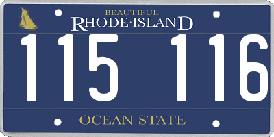 RI license plate 115116