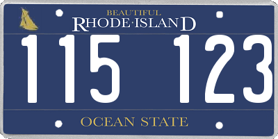 RI license plate 115123