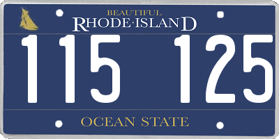 RI license plate 115125