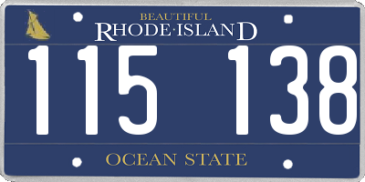 RI license plate 115138