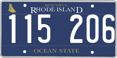 RI license plate 115206