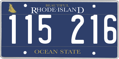 RI license plate 115216