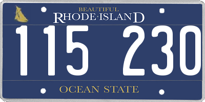 RI license plate 115230