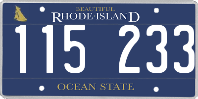 RI license plate 115233