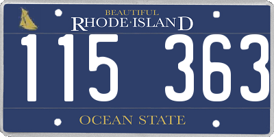 RI license plate 115363