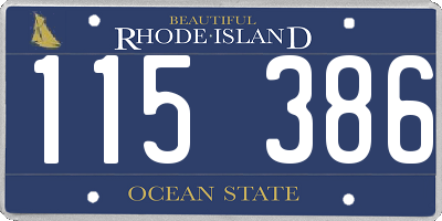 RI license plate 115386