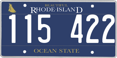 RI license plate 115422