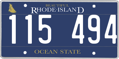 RI license plate 115494