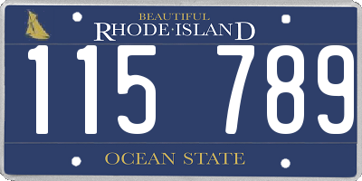 RI license plate 115789