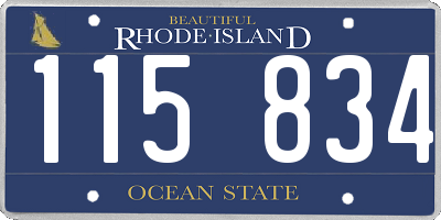RI license plate 115834