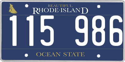 RI license plate 115986