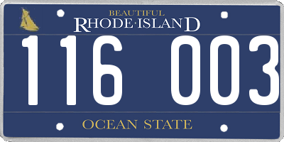 RI license plate 116003
