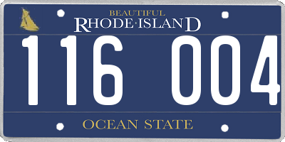 RI license plate 116004