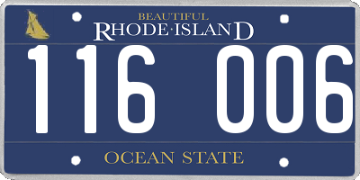 RI license plate 116006
