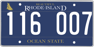 RI license plate 116007