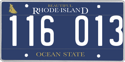 RI license plate 116013