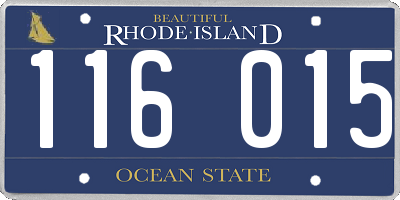 RI license plate 116015