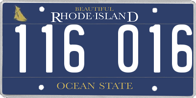 RI license plate 116016