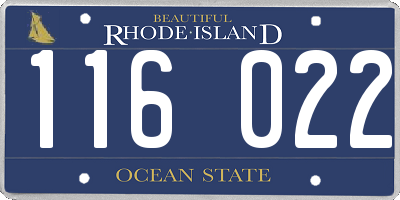 RI license plate 116022