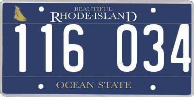RI license plate 116034