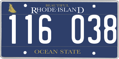 RI license plate 116038