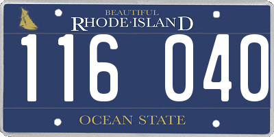 RI license plate 116040