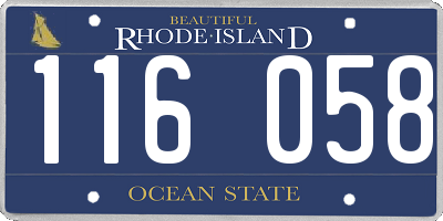 RI license plate 116058