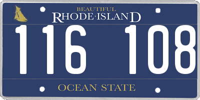 RI license plate 116108