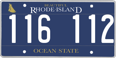 RI license plate 116112