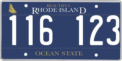 RI license plate 116123