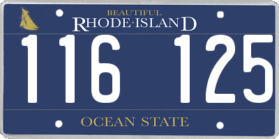 RI license plate 116125