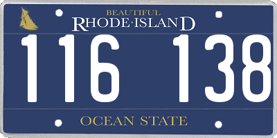 RI license plate 116138
